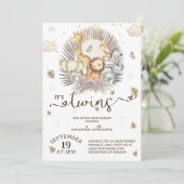 Oerwoud Safari Animal Twins Baby shower Kaart (Staand voorkant)