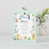 Oerwoud Safari Animals 1e verjaardag Kaart (Staand voorkant)