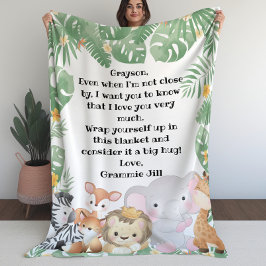 Oerwoud Safari Animals - Aangepaste berichtnota Fleece Deken