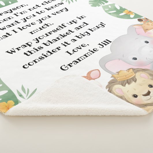 Oerwoud Safari Animals - Aangepaste berichtnota Sherpa Deken (3/4)