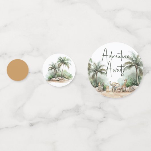 Oerwoud Safari Animals Adventure wacht op tafel Confetti (Voorkanten)