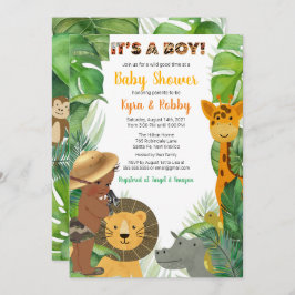 Oerwoud Safari Animals Baby Boy Shower  Kaart