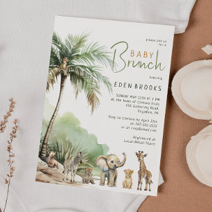 Oerwoud Safari Animals Baby Brunch Uitnodiging