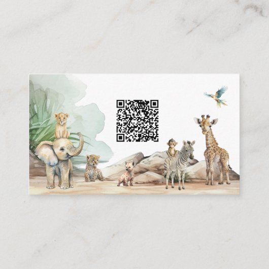 Oerwoud Safari Animals Baby Registry QR-code Informatiekaartje (Achterkant)