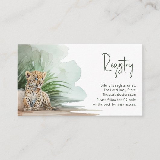 Oerwoud Safari Animals Baby Registry QR-code Informatiekaartje (Voorkant)