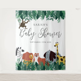 Oerwoud Safari Animals Baby shower Achtergrond Wandkleed