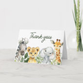 Oerwoud Safari Animals Baby shower Bedankkaart (Voorkant)