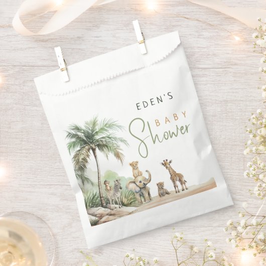 Oerwoud Safari Animals Baby shower Bedankzakje (Geknipt)