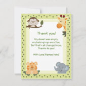 Oerwoud Safari Animals Baby shower Dank u wel. Bedankkaart (Voorkant)