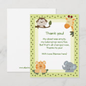 Oerwoud Safari Animals Baby shower Dank u wel. Bedankkaart (Voorkant / Achterkant)