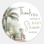 Oerwoud Safari Animals Baby shower Dank u wel Ronde Sticker (Voorkant)