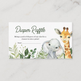 Oerwoud Safari Animals Baby shower Diaper Raffle Informatiekaartje