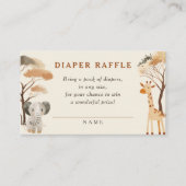 Oerwoud Safari Animals Baby shower Diaper Raffle Informatiekaartje (Voorkant)