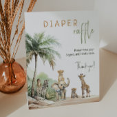 Oerwoud Safari Animals Baby shower Diaper Raffle Reclamebord Met Voetstuk