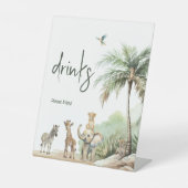 Oerwoud Safari Animals Baby shower Drinken Reclamebord Met Voetstuk (Voorkant)