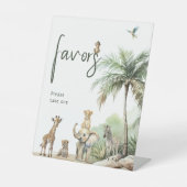 Oerwoud Safari Animals Baby shower Favors Reclamebord Met Voetstuk (Voorkant)