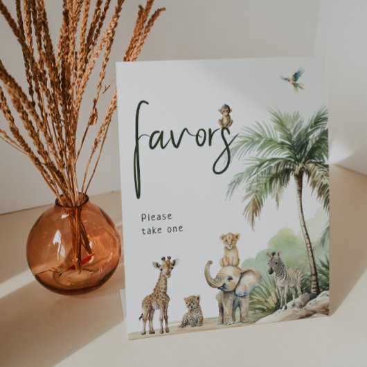 Oerwoud Safari Animals Baby shower Favors Reclamebord Met Voetstuk