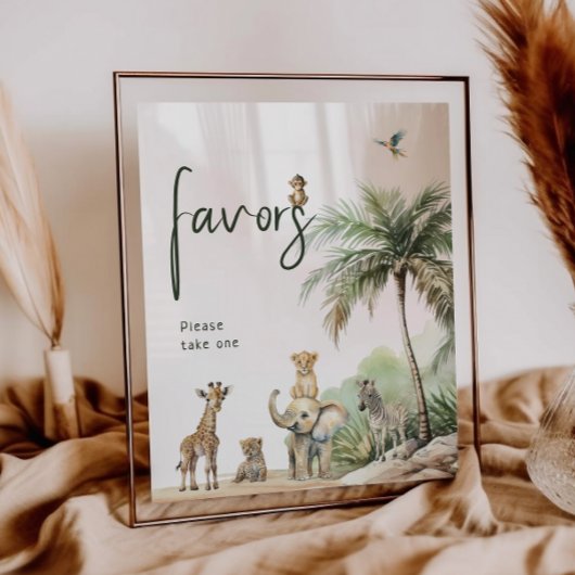 Oerwoud Safari Animals Baby shower Favors Sign Poster