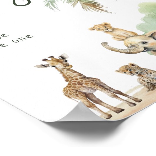 Oerwoud Safari Animals Baby shower Favors Sign Poster (Hoek)