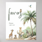 Oerwoud Safari Animals Baby shower Favors Sign Poster (Voorkant)