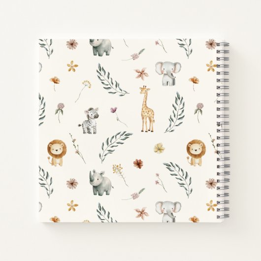 Oerwoud Safari Animals Baby shower gastenboek Notitieboek (Achterkant)