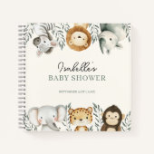 Oerwoud Safari Animals Baby shower gastenboek Notitieboek (Voorkant)