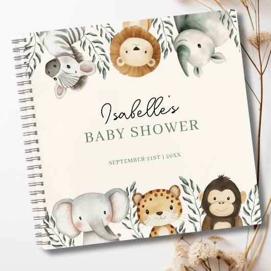 Oerwoud Safari Animals Baby shower gastenboek Notitieboek