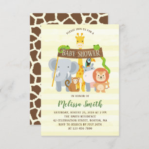 Oerwoud Safari Animals Baby shower Invitation Kaart