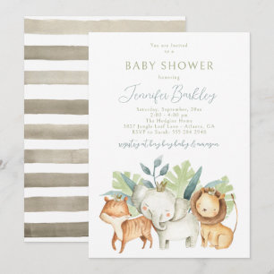 Oerwoud Safari Animals Baby shower Invitation Kaart