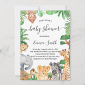 Oerwoud Safari Animals Baby shower Invitation Kaart (Voorkant)