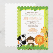 Oerwoud Safari Animals Baby shower Kaart (Voorkant / Achterkant)