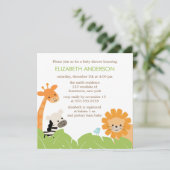 Oerwoud Safari Animals Baby shower Kaart (Staand voorkant)