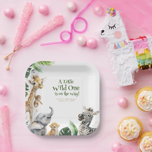 Oerwoud Safari Animals Baby shower Papieren Bordje (Feest)