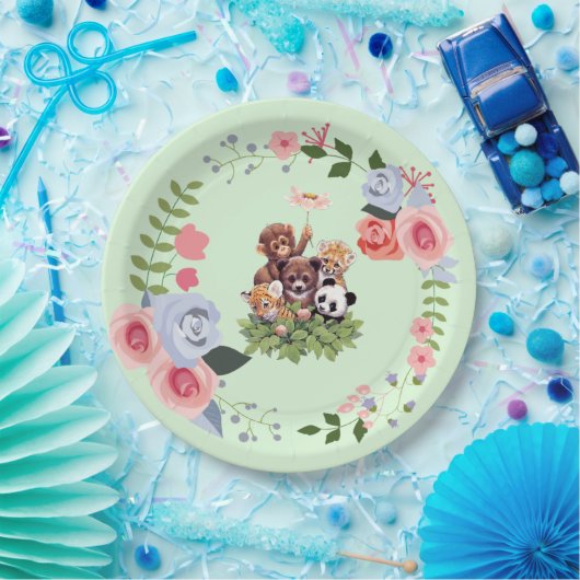 Oerwoud Safari Animals Baby shower Papieren Bordje (Feest)