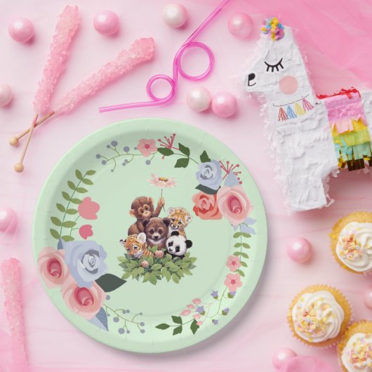 Oerwoud Safari Animals Baby shower Papieren Bordje (Feest)