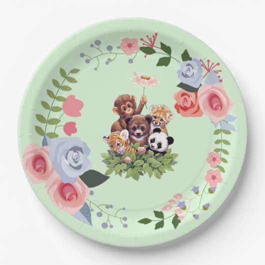 Oerwoud Safari Animals Baby shower Papieren Bordje (Voorkant)