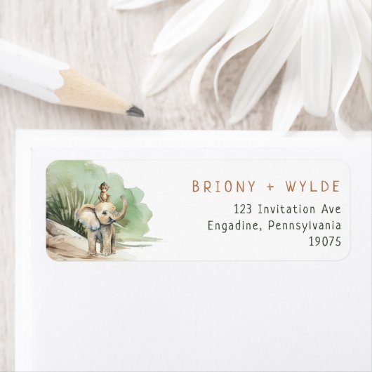 Oerwoud Safari Animals Baby shower Retouradres Etiket (Insitu)