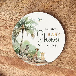 Oerwoud Safari Animals Baby shower Ronde Kartonnen Onderzetter