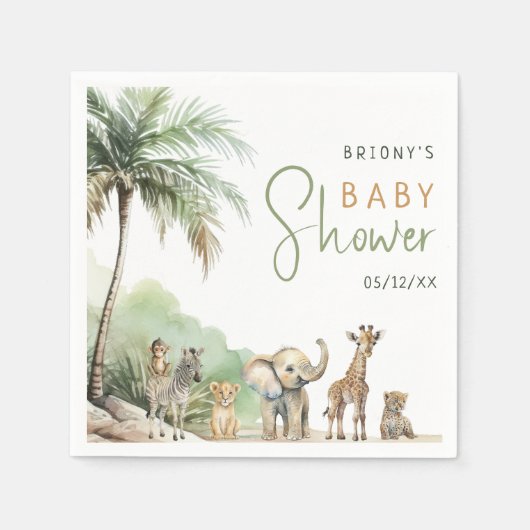 Oerwoud Safari Animals Baby shower servetten (Voorkant)