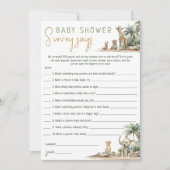 Oerwoud Safari Animals Baby shower Survey zegt Kaa Kaart (Voorkant)