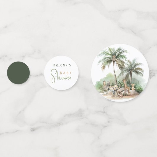 Oerwoud Safari Animals Baby shower Table Confetti (Voorkanten)