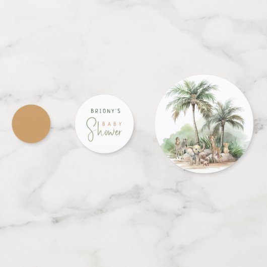 Oerwoud Safari Animals Baby shower Table Confetti (Achterkanten)