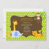 Oerwoud Safari Animals Baby Shower-uitnodigingen Kaart (Voorkant)