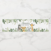 Oerwoud Safari Animals Baby shower Waterfles Etiket (Enkel label)