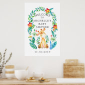 Oerwoud Safari Animals Baby shower Welkom Poster (Keuken)