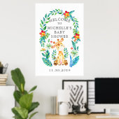 Oerwoud Safari Animals Baby shower Welkom Poster (Thuiskantoor)