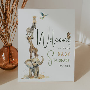 Oerwoud Safari Animals Baby shower Welkom Reclamebord Met Voetstuk