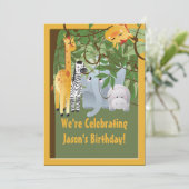 Oerwoud Safari Animals Birthday Party Custom Kaart (Staand voorkant)