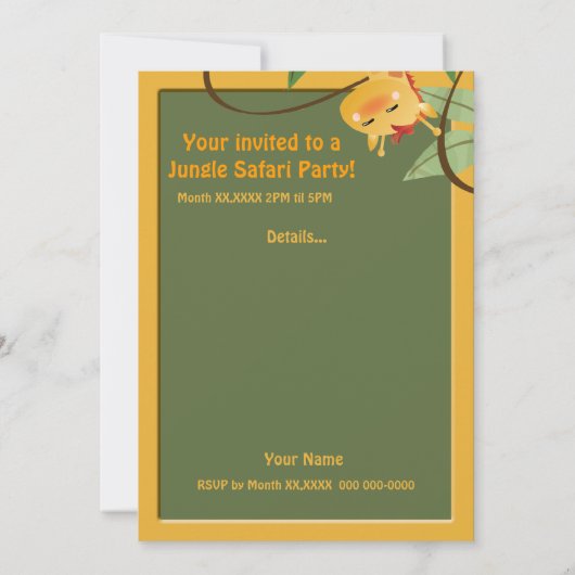 Oerwoud Safari Animals Birthday Party Custom Kaart (Achterkant)