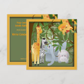 Oerwoud Safari Animals Birthday Party Invite Kaart (Voorkant / Achterkant)